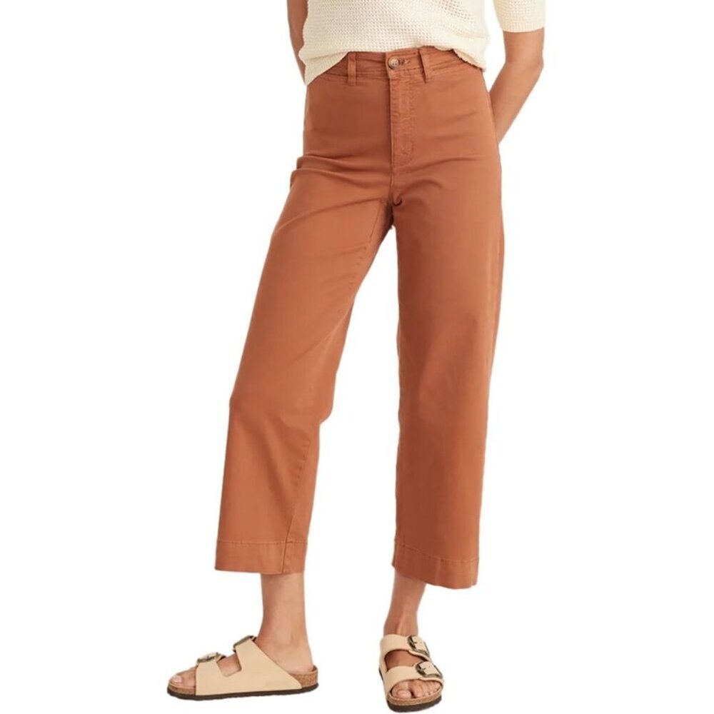 NWT Marine Layer  Women's Bridget Slim Wide Leg Crop Pants Gold size 12